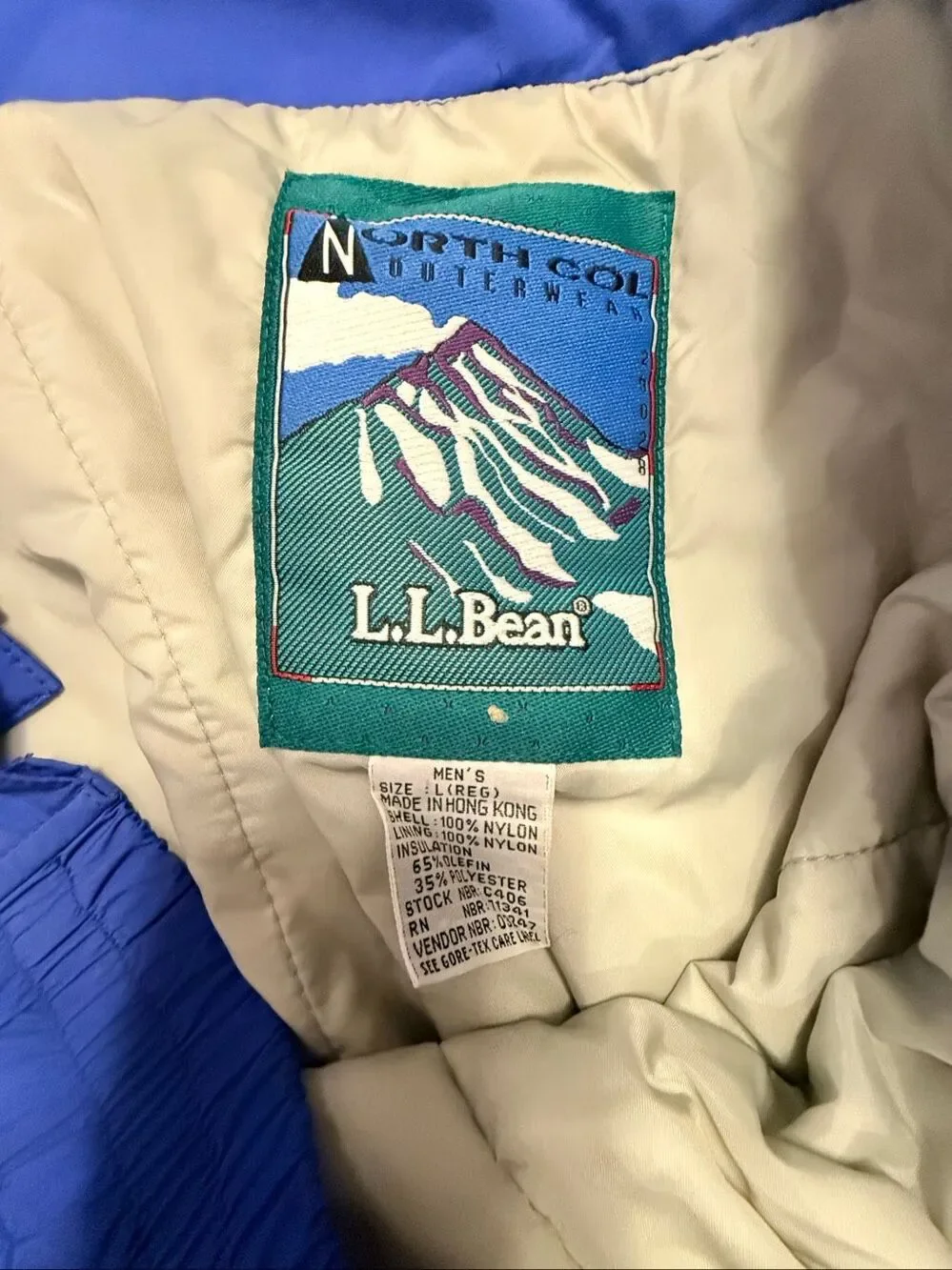L.L. Bean Ski Pants Mens Large Blue NORTH COL Gore-Tex Mesh Lined Breakaway Vtg